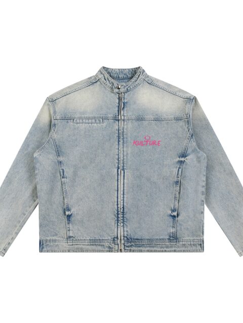 Kuilture Vintage Wash Zip Denim Jacket